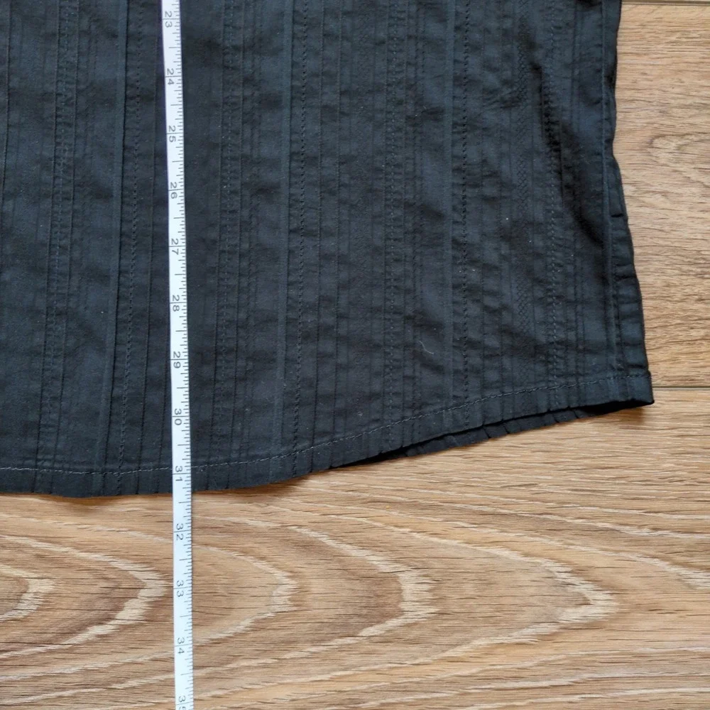 Black‎ Embroidered Mini Pleated Men's Button Down Shirt International Laundry 2X